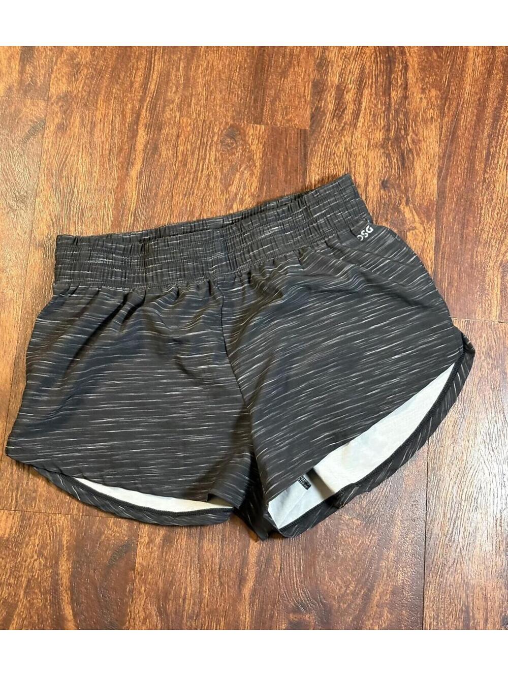 DSG Black Striped Athletic Running Shorts Womens Size M Activewear